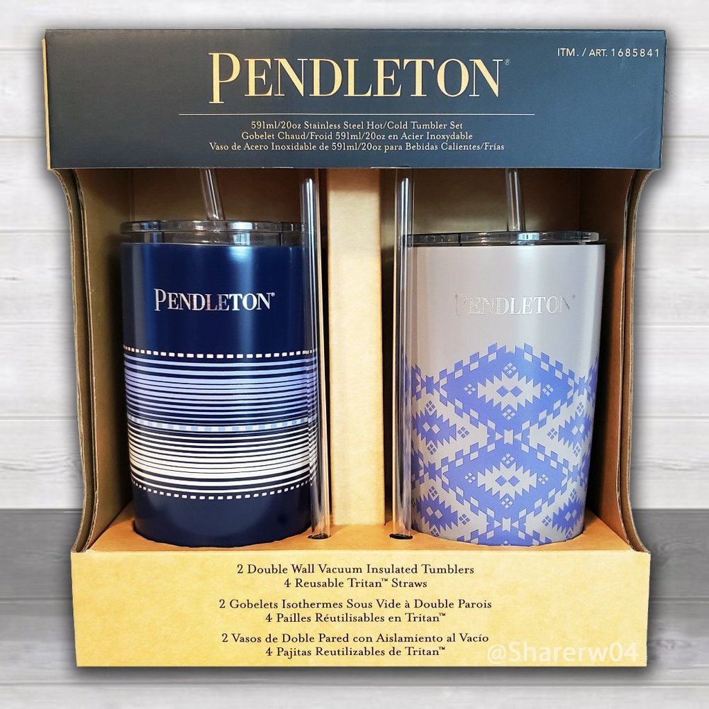 PENDLETON set of 2 20oz Stainless Steel Hot/Cold Tumblers NIB